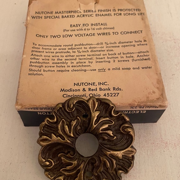 Antique Bronze NuTone Doorbell Cover in its original Box from the early 1900’s - Picture 8 of 11